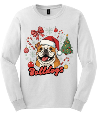 Bulldog Christmas Gameday Longsleeve white