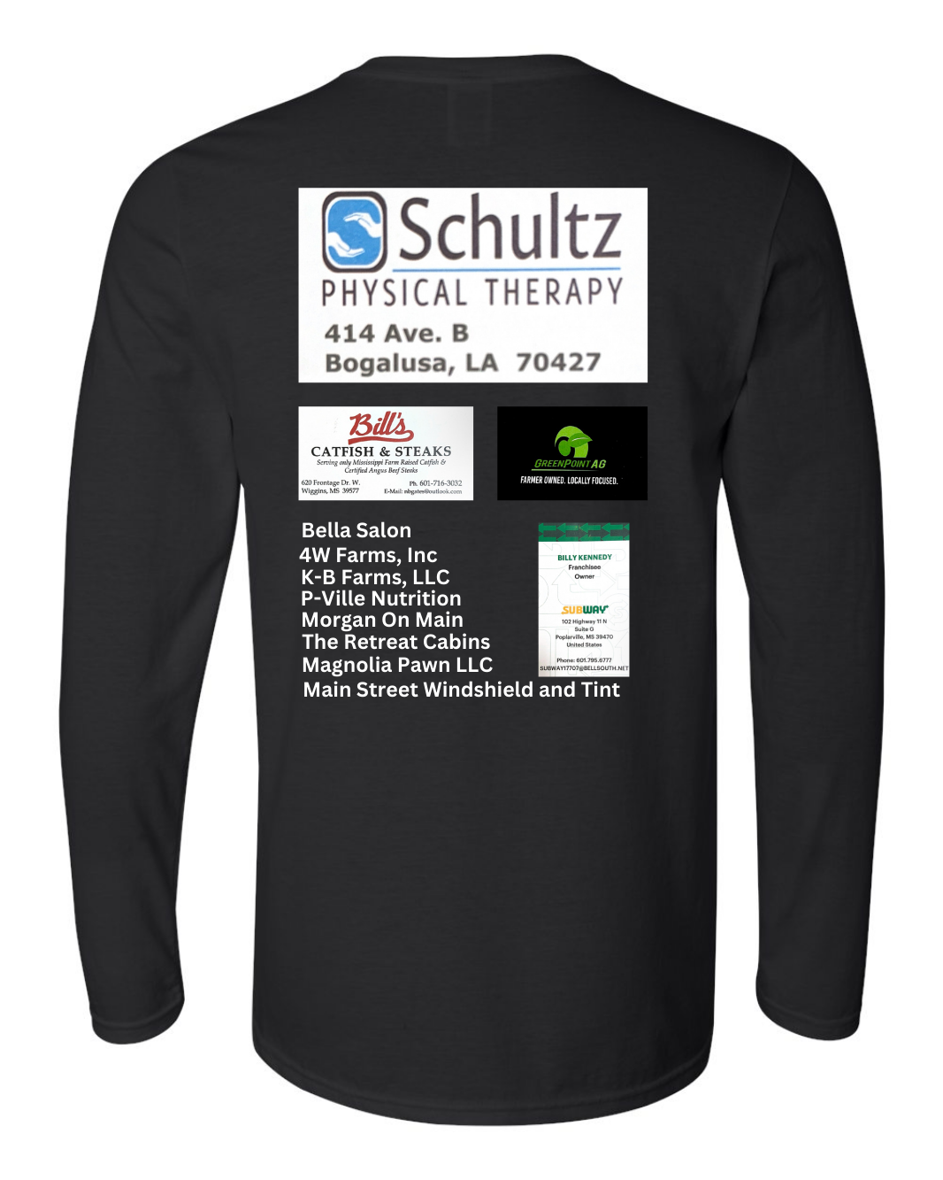 Poplarville Soccer Long Sleeve Gildan Sponsor Shirt