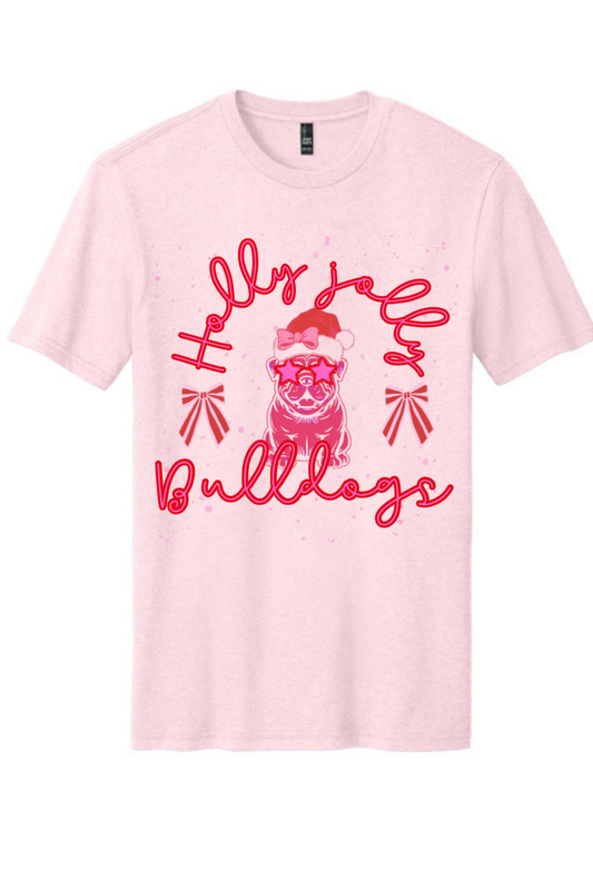 Holly Jolly Bulldogs Pink Shortsleeve